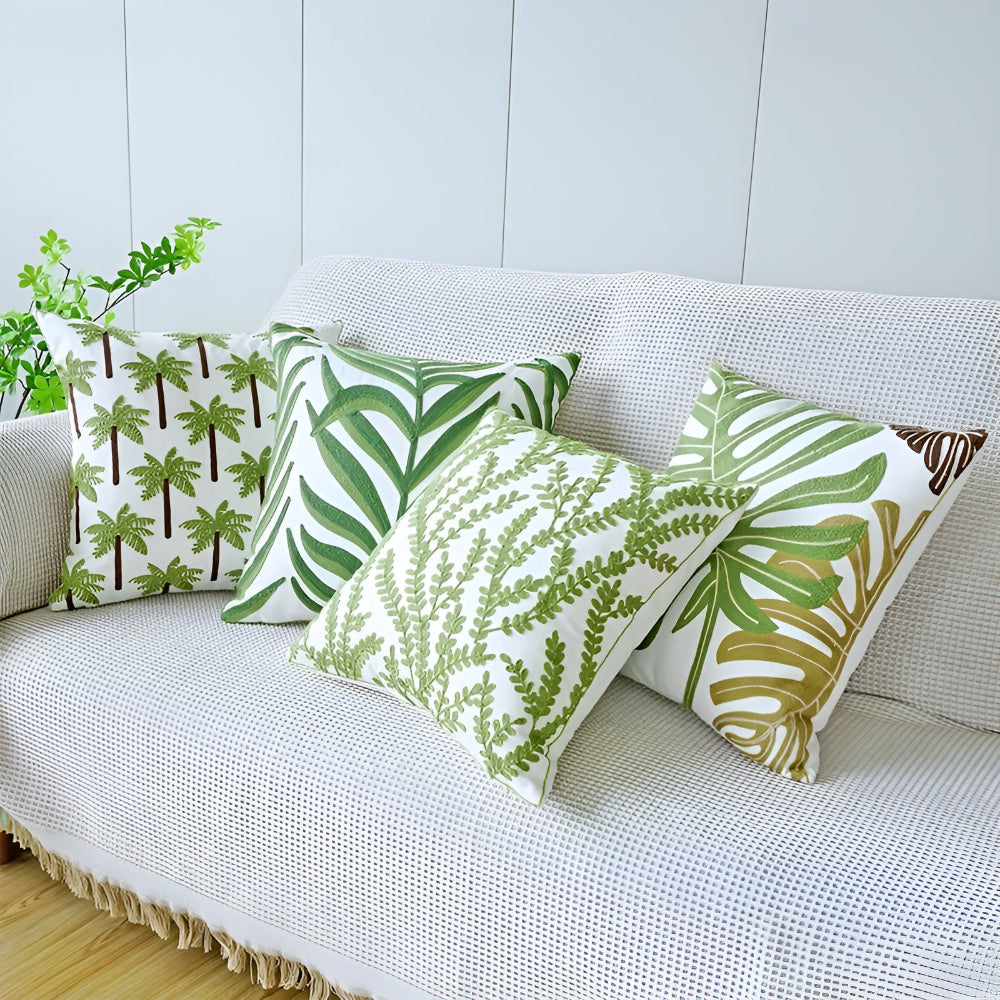 Leaf Pattern Microfiber Cushion Cover