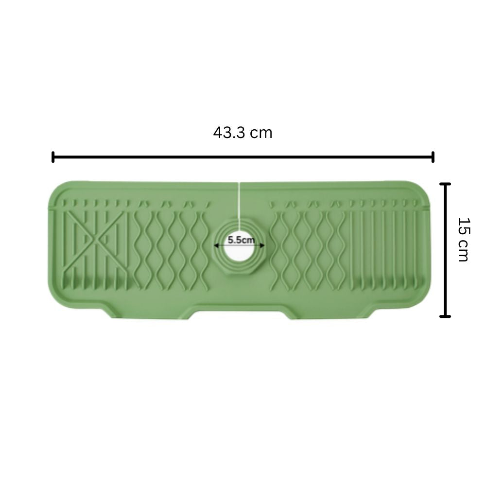 Rubber Faucet Sink Mat with Draining Slope and Foldable Edges