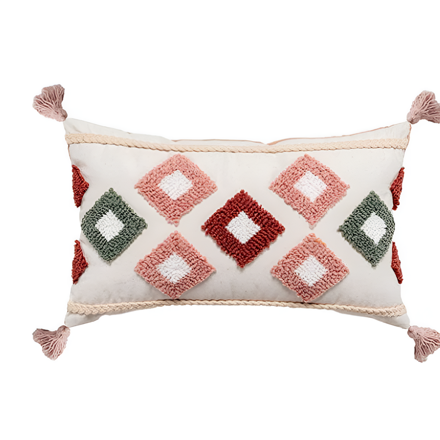 Tufted Cotton Rainbow Geometric Cushion Cover