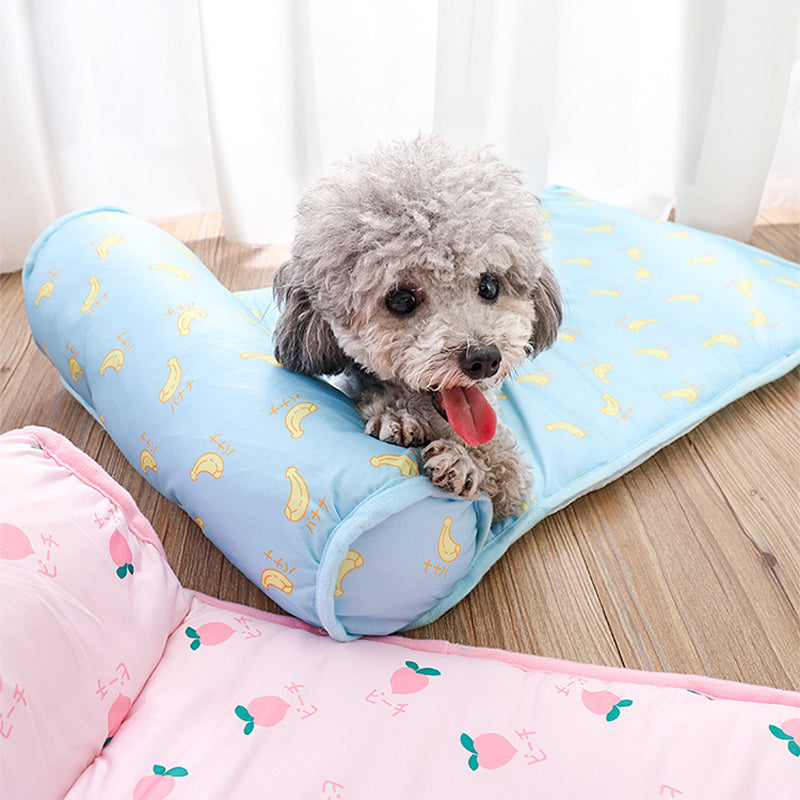 Ice Silk Cooling Mat with Pillow for Dogs and Cats