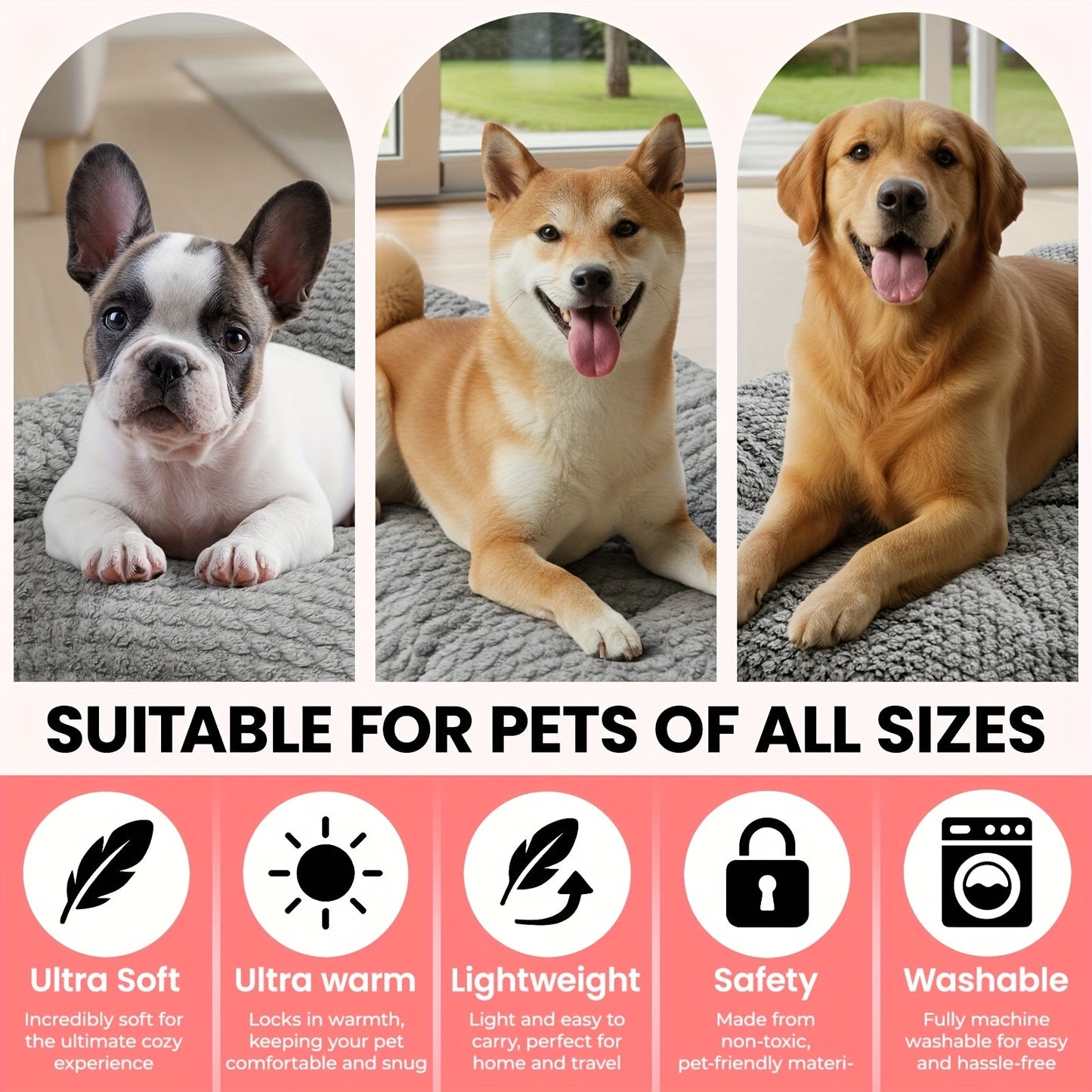Soft Polyester Dog Pillow with Padded Support and Spacious Design