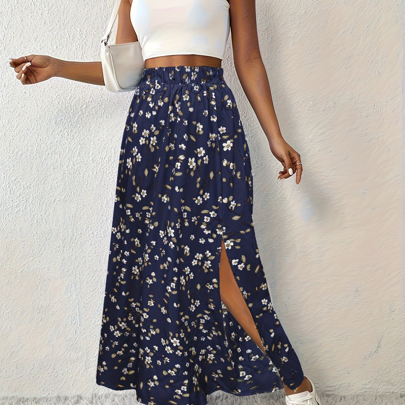 Floral Maxi Skirt with Breezy Slit for Women
