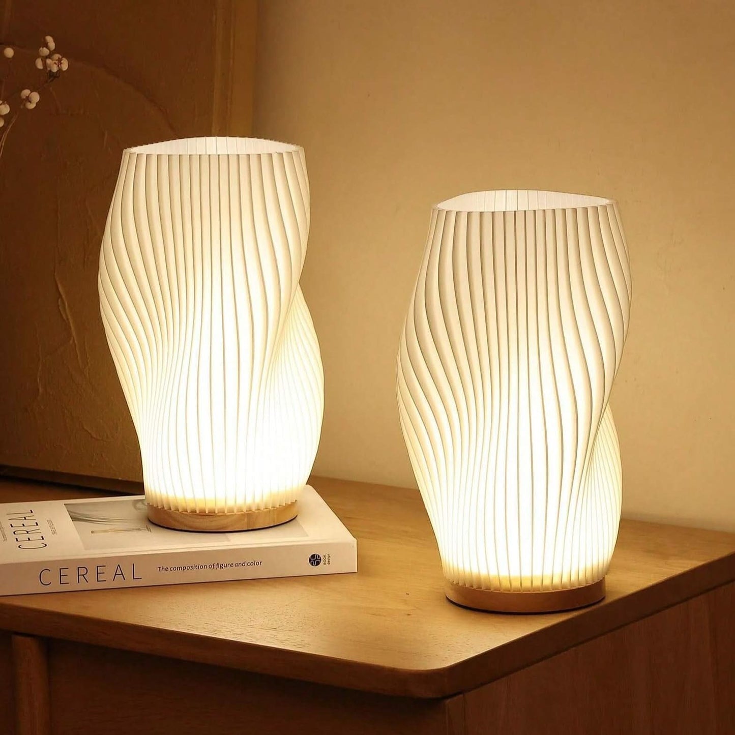 Dimmable USB Table Lamp with Wave Shade