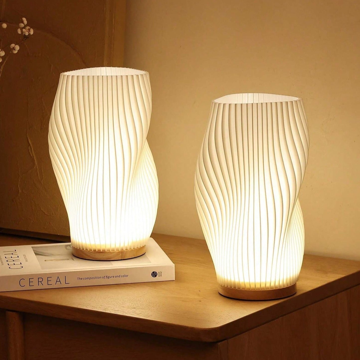 USB Dimmable Wave-Design Table Lamp with Two Lighting Options