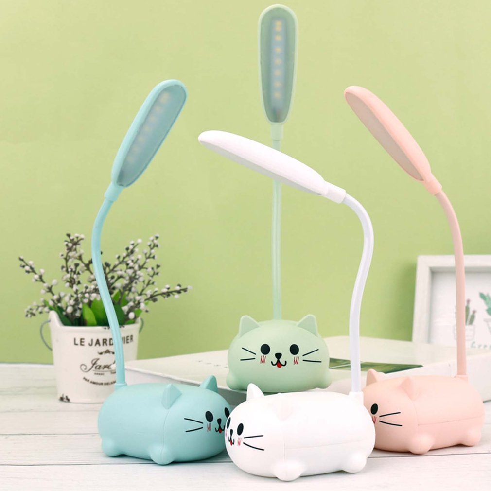 Adjustable USB Rechargeable Cartoon Cat LED Desk Lamp