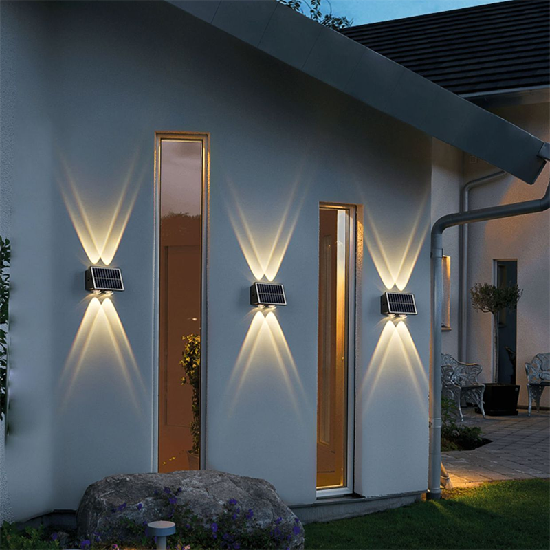 Solar Waterproof LED Wall Light - Modern Minimalist Rectangular Design for Outdoor Use