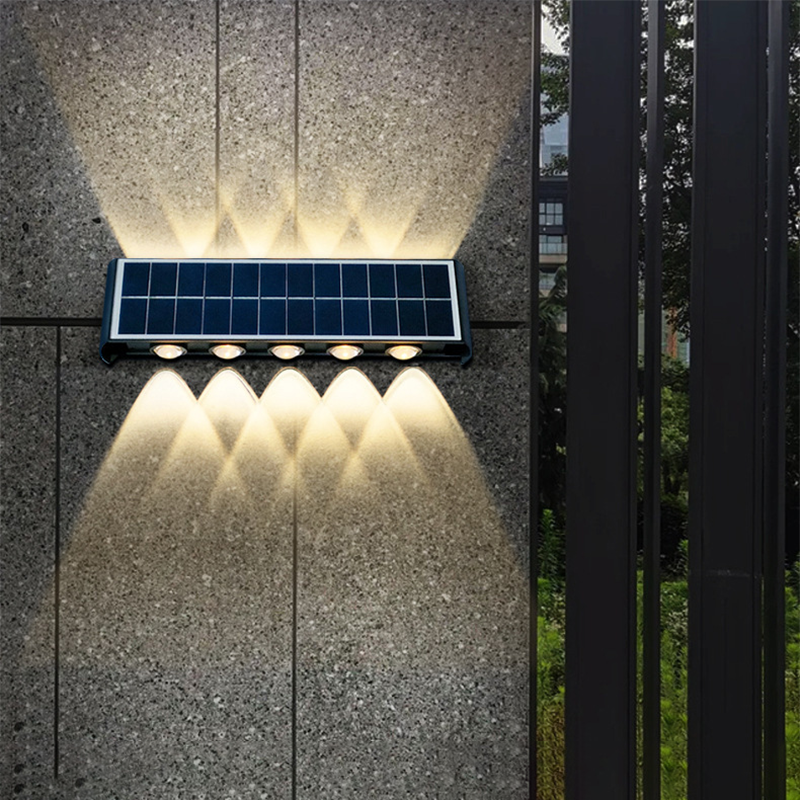 Solar Waterproof LED Wall Light for Outdoor Patio - Modern Rectangular Design