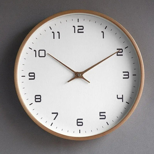 Scandinavian Minimalist Wall Clock with Wood Finish