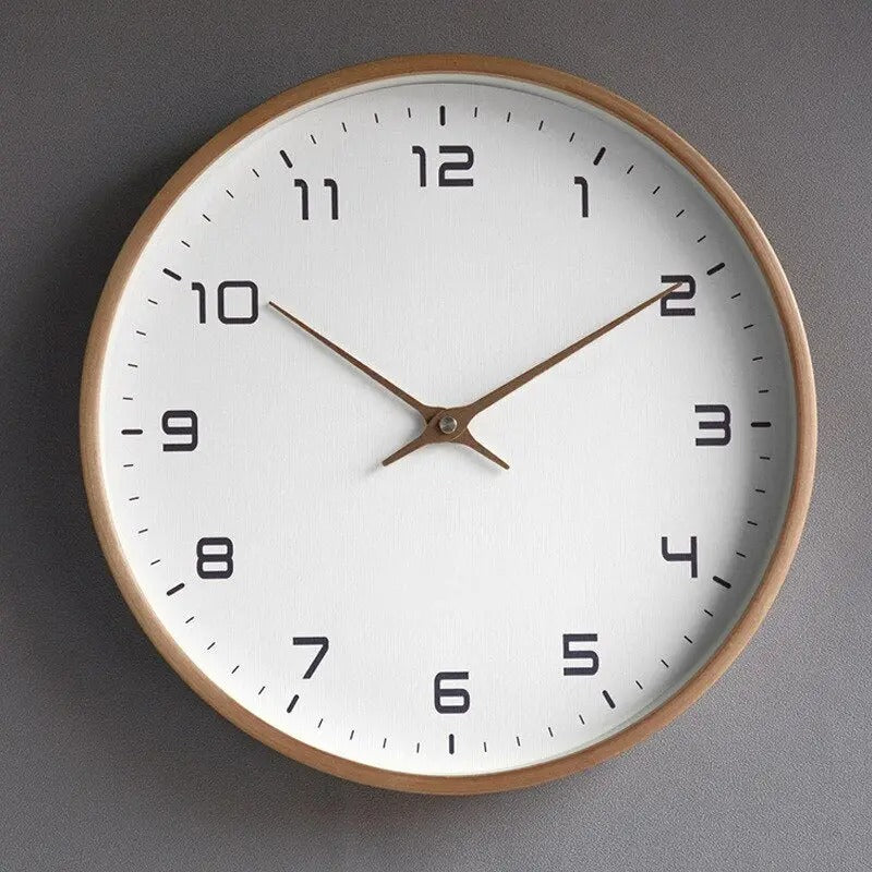 Scandinavian Minimalist Wall Clock with Wood Finish