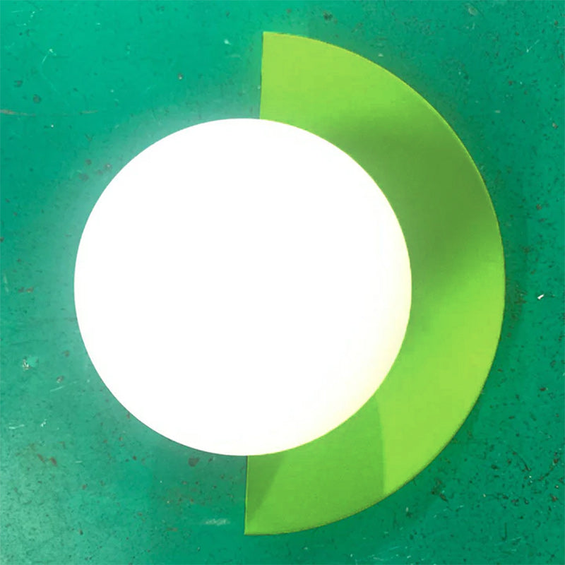Modern Minimalist Glass Globe Wall Sconce with Semi-Circle Base