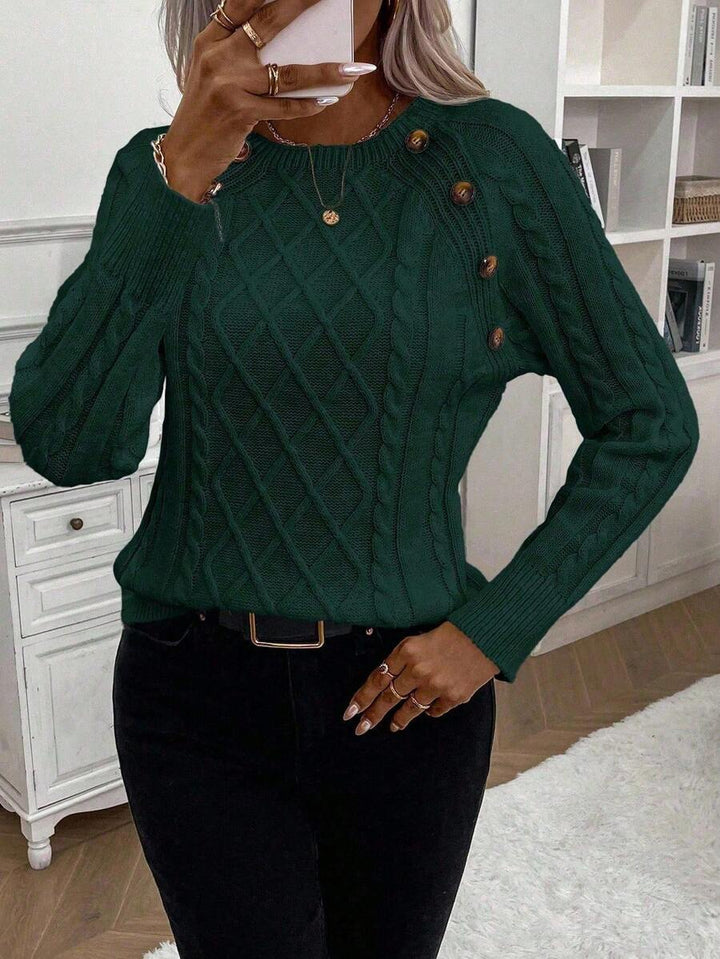 Clara | Button-Detail Cable-Knit Sweater