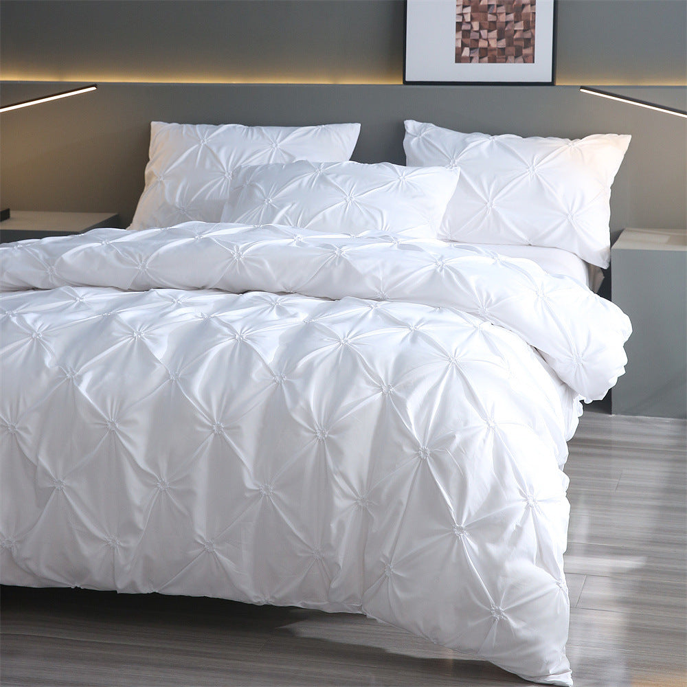 Embroidered Three-Piece Bedding Set with Pillowcases and Quilt Cover