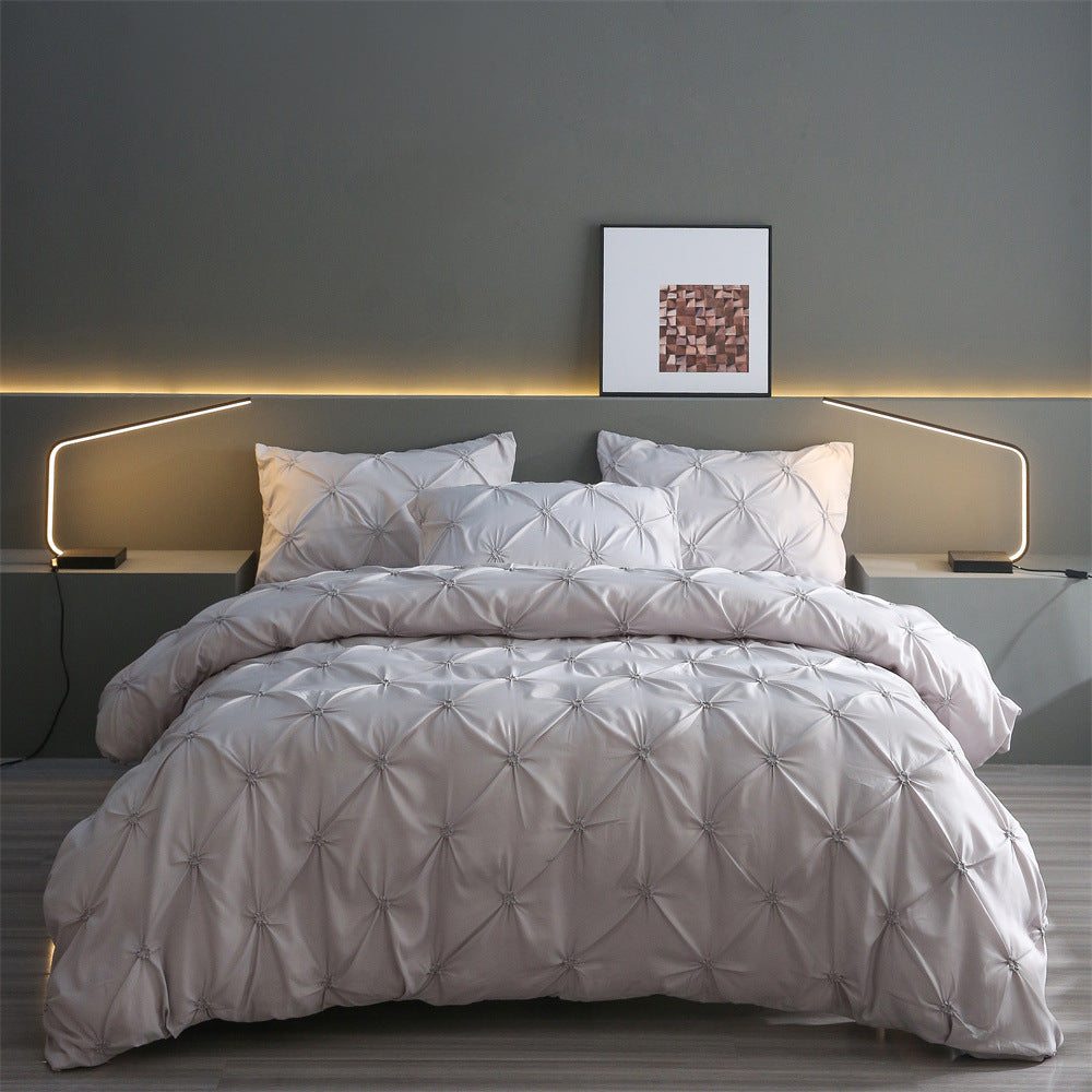 Embroidered Three-Piece Bedding Set with Pillowcases and Quilt Cover