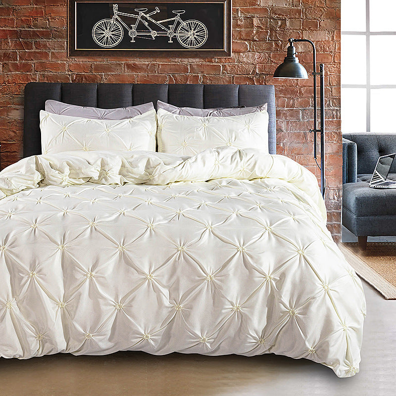 Embroidered Three-Piece Bedding Set with Pillowcases and Quilt Cover