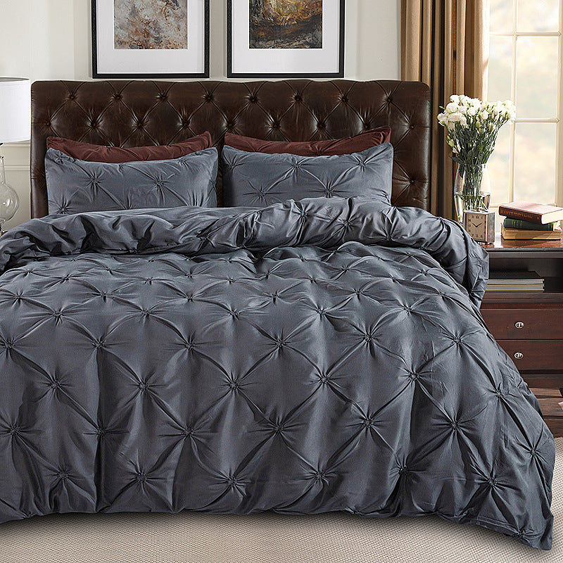 Embroidered Three-Piece Bedding Set with Pillowcases and Quilt Cover