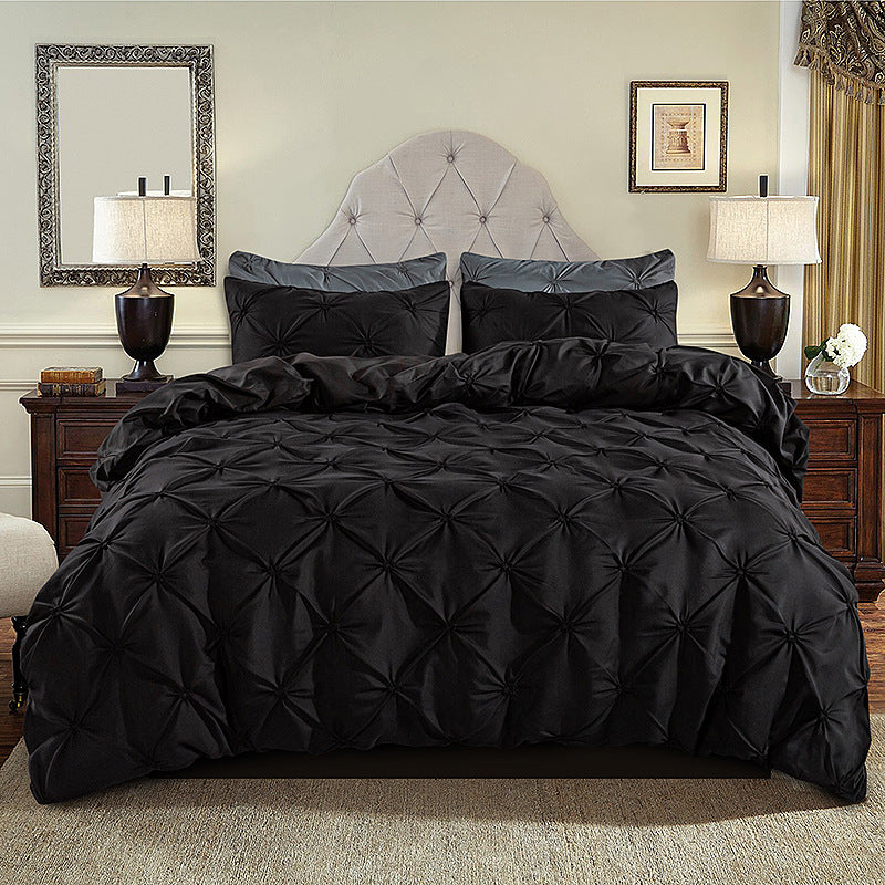 Embroidered Three-Piece Bedding Set with Pillowcases and Quilt Cover