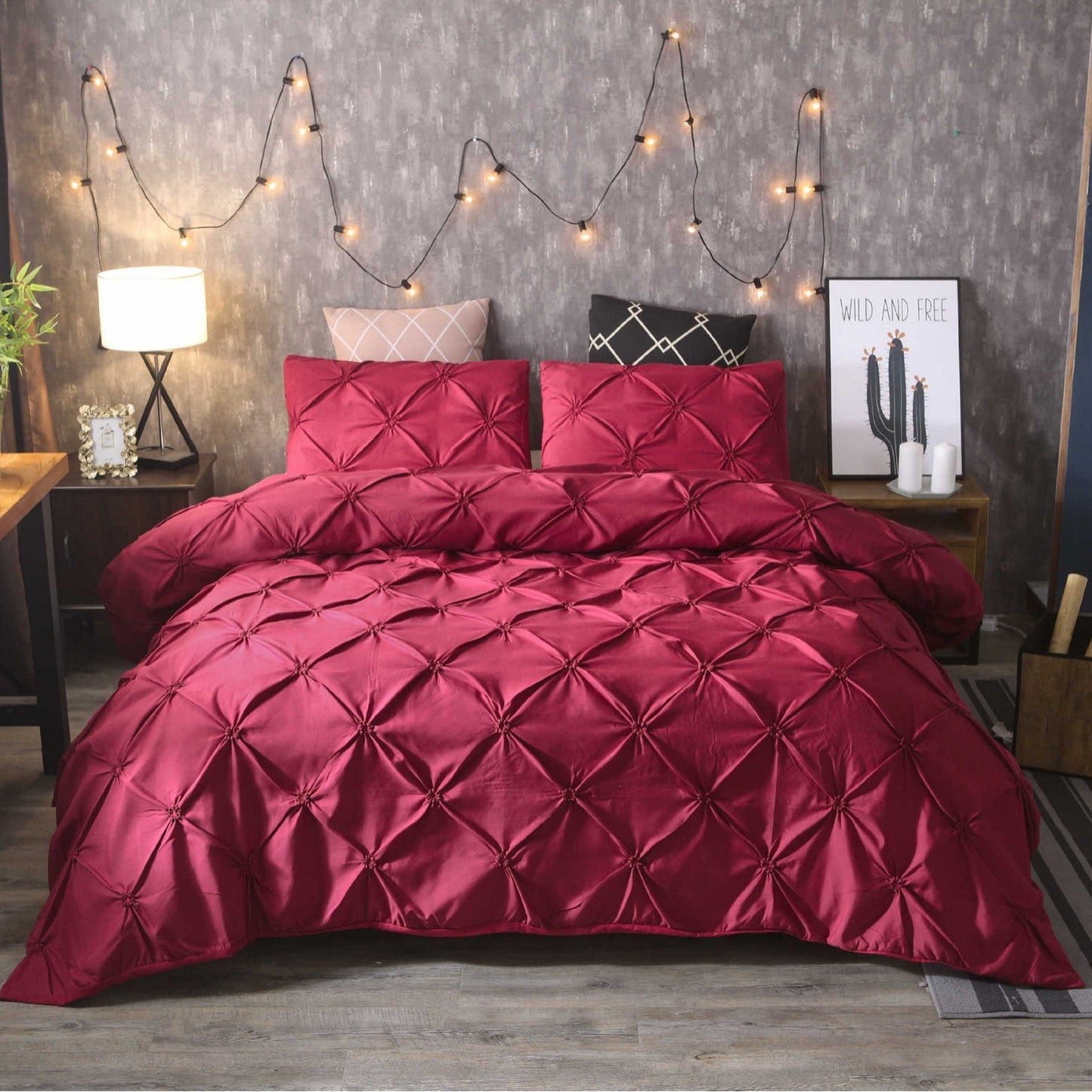 Embroidered Three-Piece Bedding Set with Pillowcases and Quilt Cover