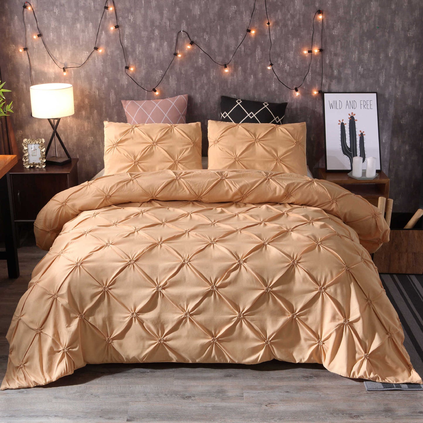 Embroidered Three-Piece Bedding Set with Pillowcases and Quilt Cover