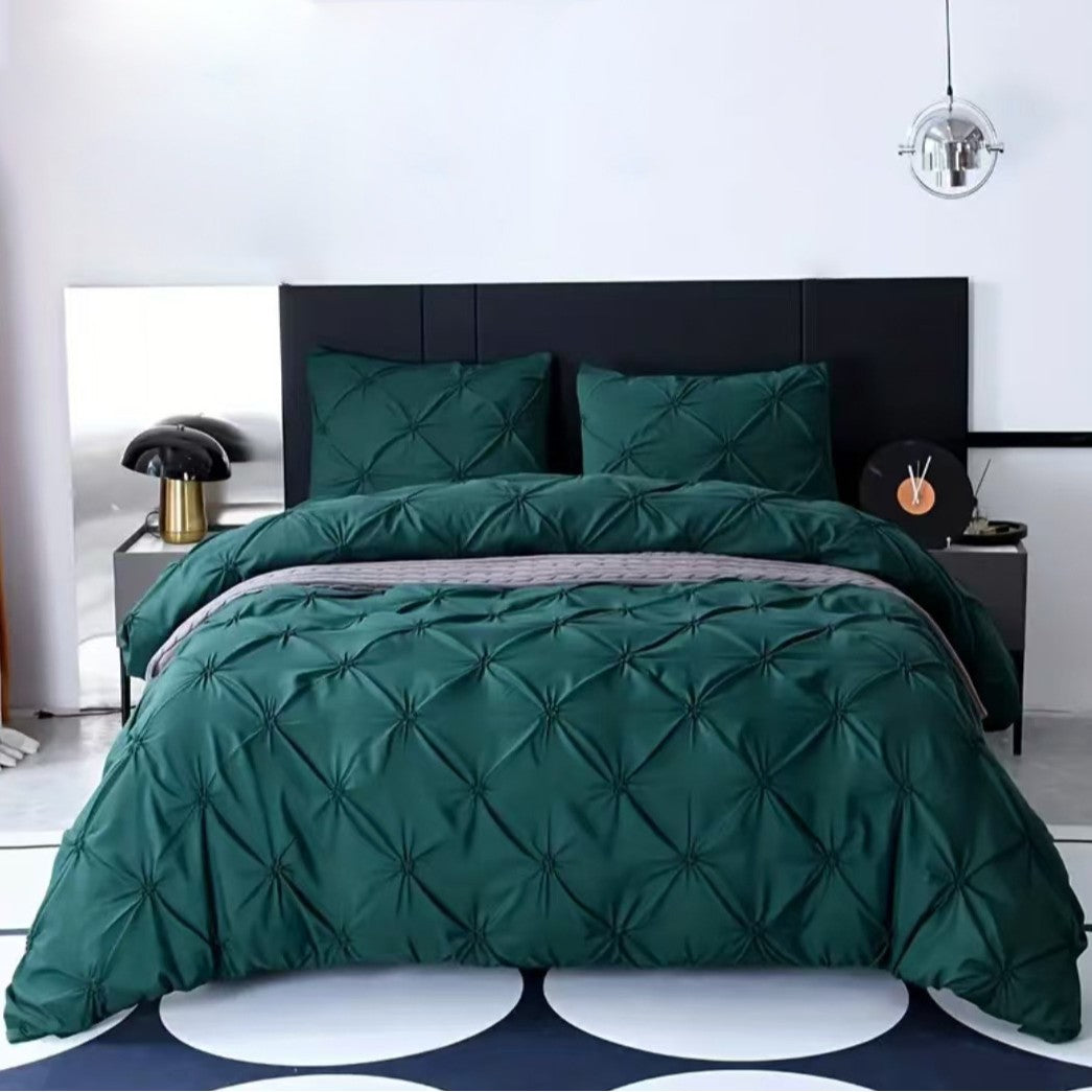 Embroidered Three-Piece Bedding Set with Pillowcases and Quilt Cover