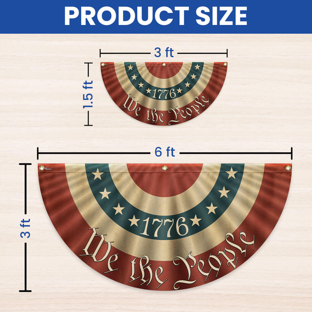 1776 We The People American Flag Bunting - Double-Sided Canvas Fan Flag