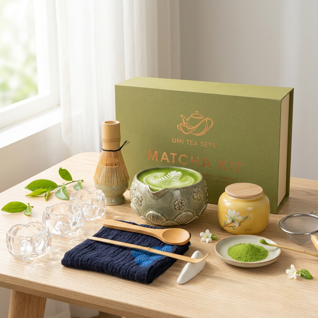 Celadon Matcha Tea Set with Bamboo Whisk and Teacups