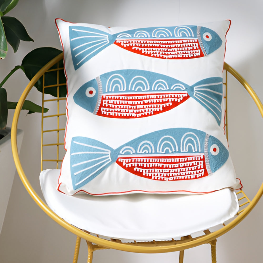 Ocean Treasures Embroidered Coastal Cushion Cover