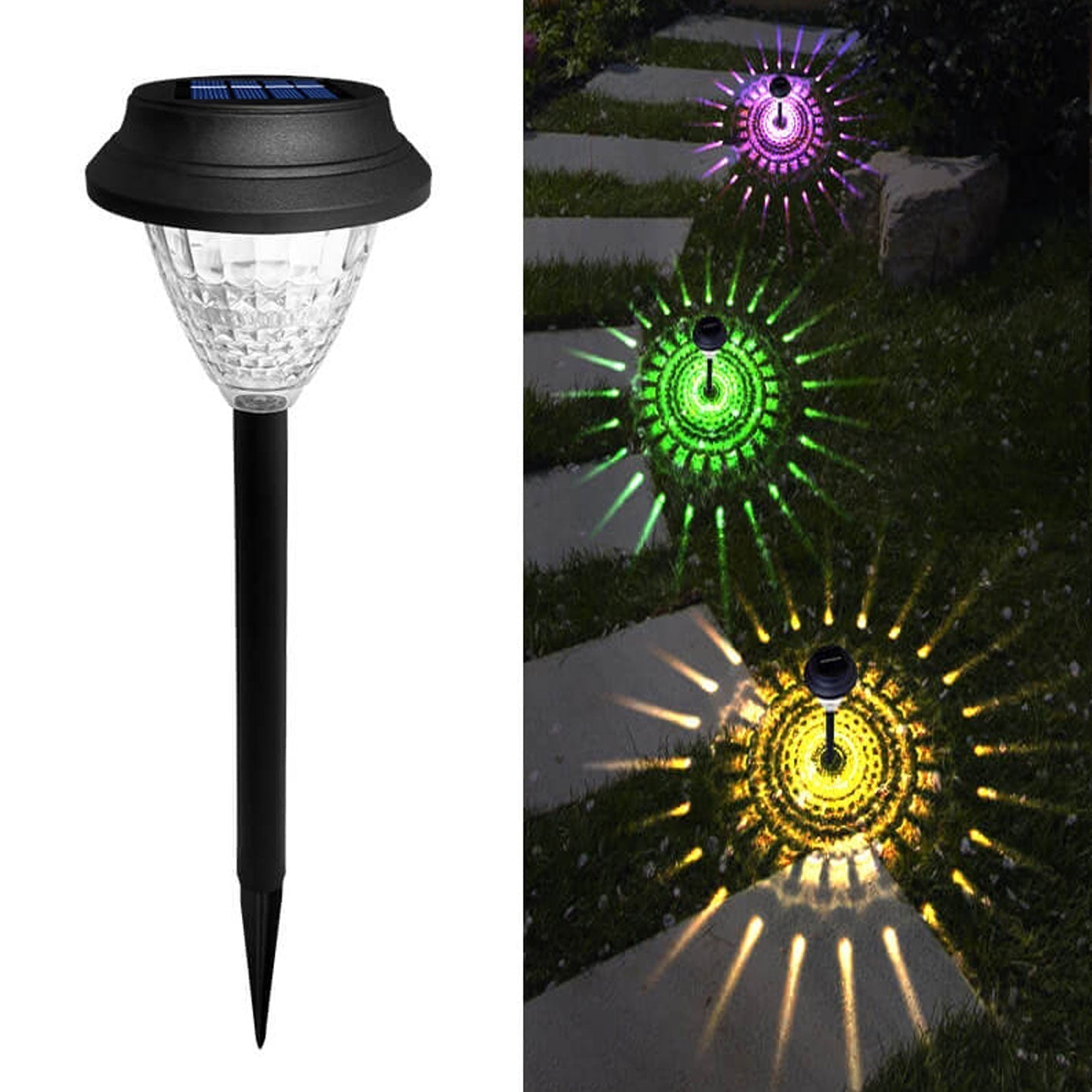 Solar Waterproof LED Outdoor Garden Light - Modern Circular Design