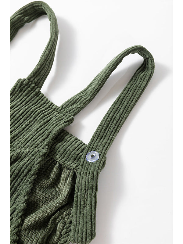 Cozy Ribbed Corduroy Loose Fit Overalls with Adjustable Straps