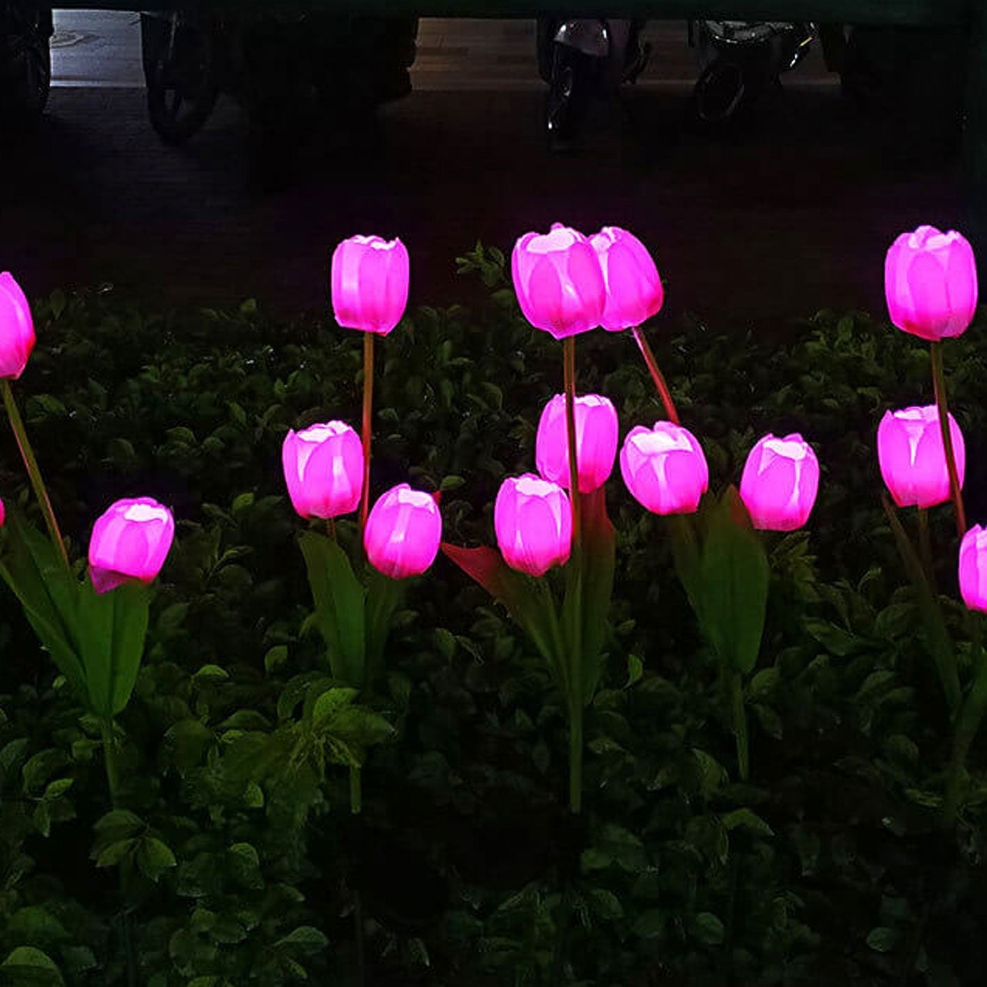 Solar LED Tulip Flower Garden Light Stake - Pink & Green