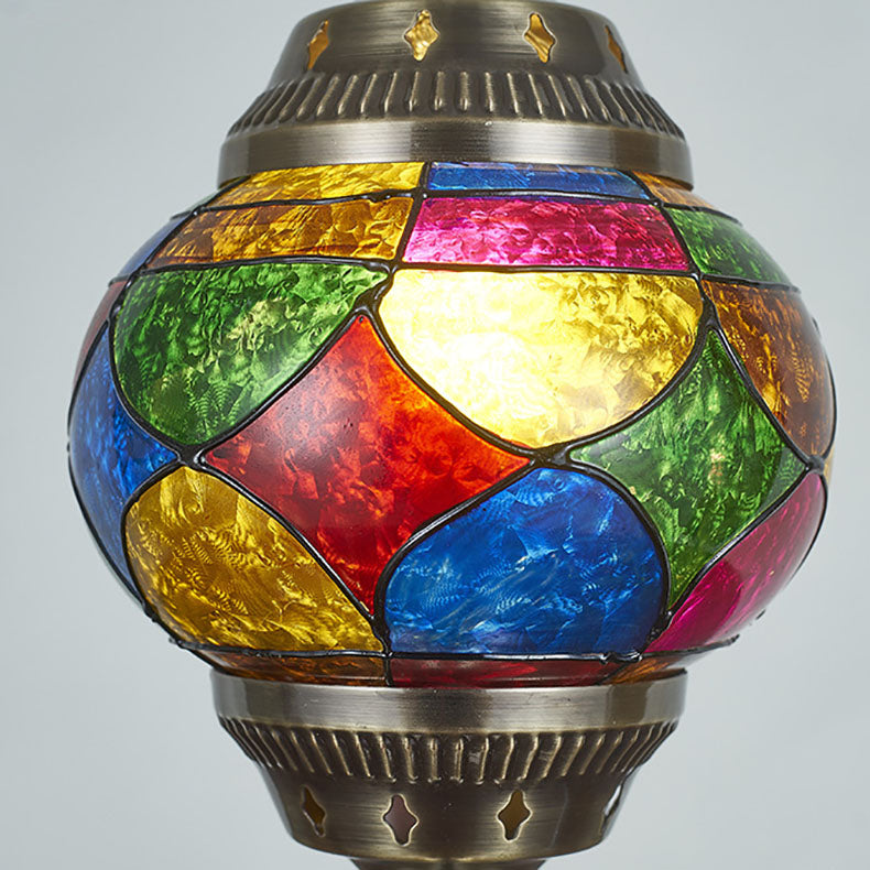 Tiffany Inspired Multicolored Oval Table Lamp