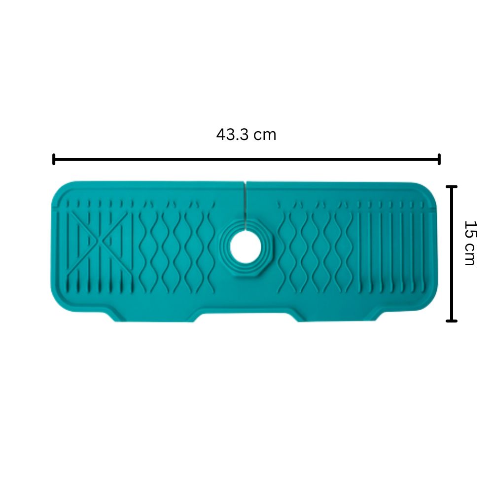 Rubber Faucet Sink Mat with Draining Slope and Foldable Edges