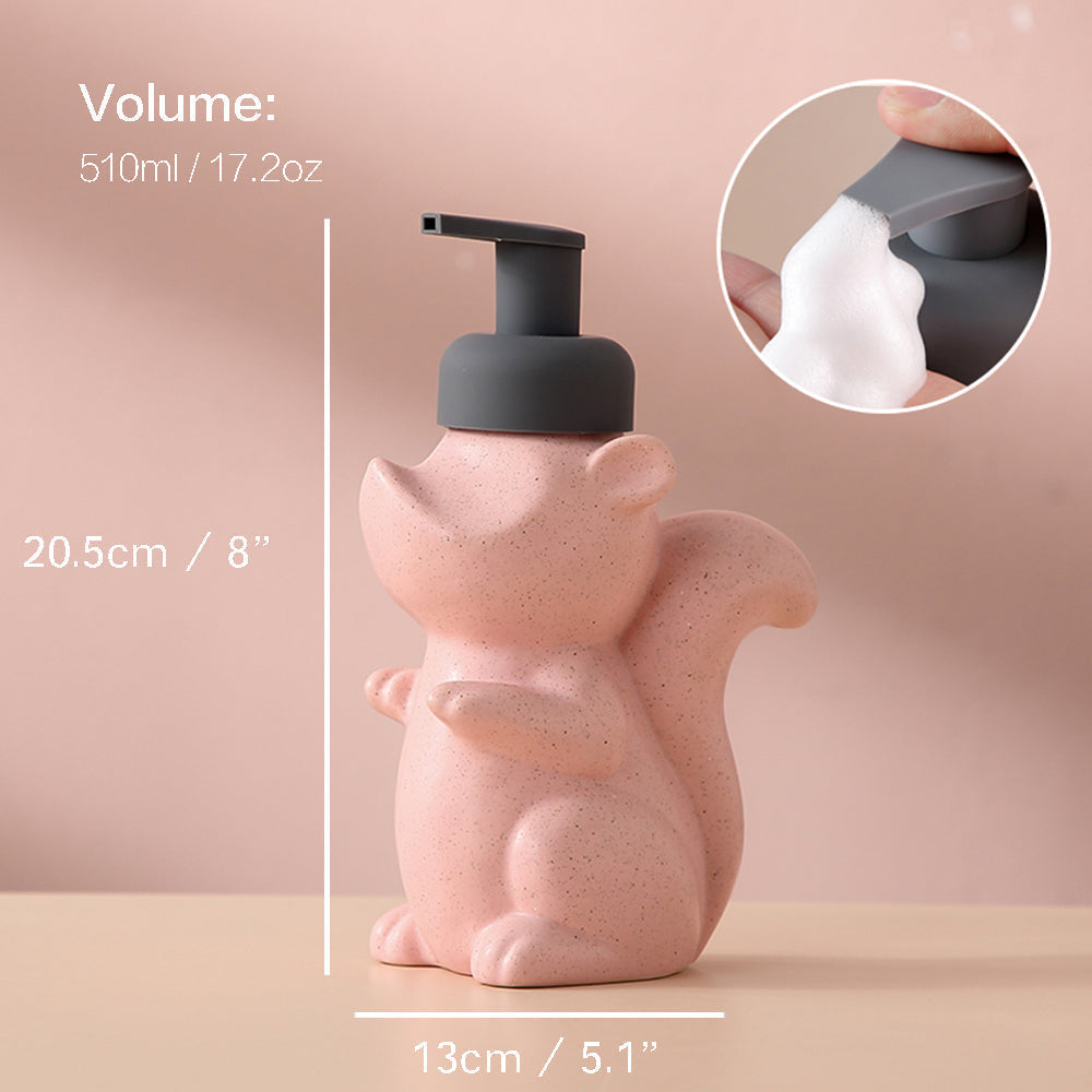 Ceramic Foaming Soap Dispenser with Squirrel Design, 17.2oz