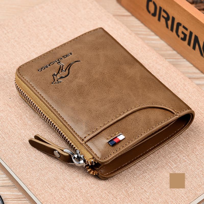 Compact RFID Wallet with Zip Closure for Cards and Cash