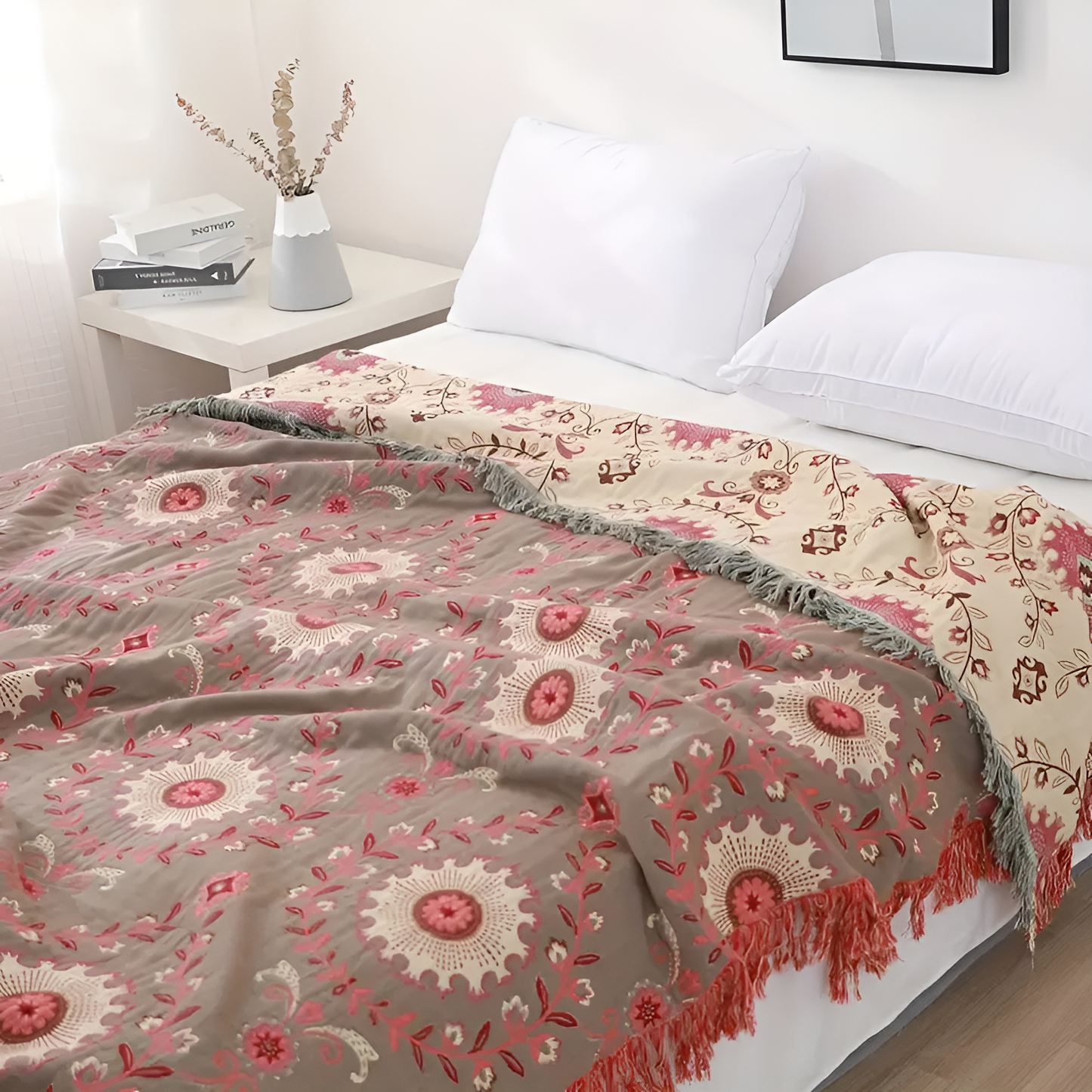 Reversible Cotton Retro Mandala Blanket