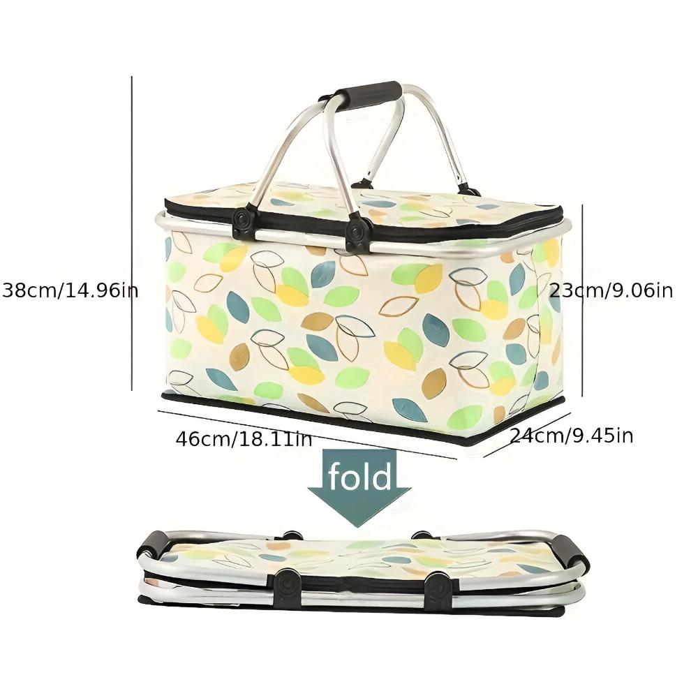 Foldable Insulated Checkered Picnic Basket