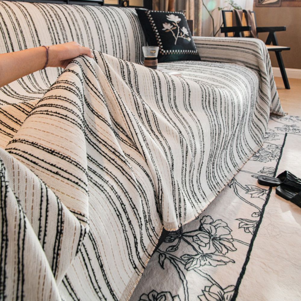 Chenille Stripe Sofa Cover for Stain Protection