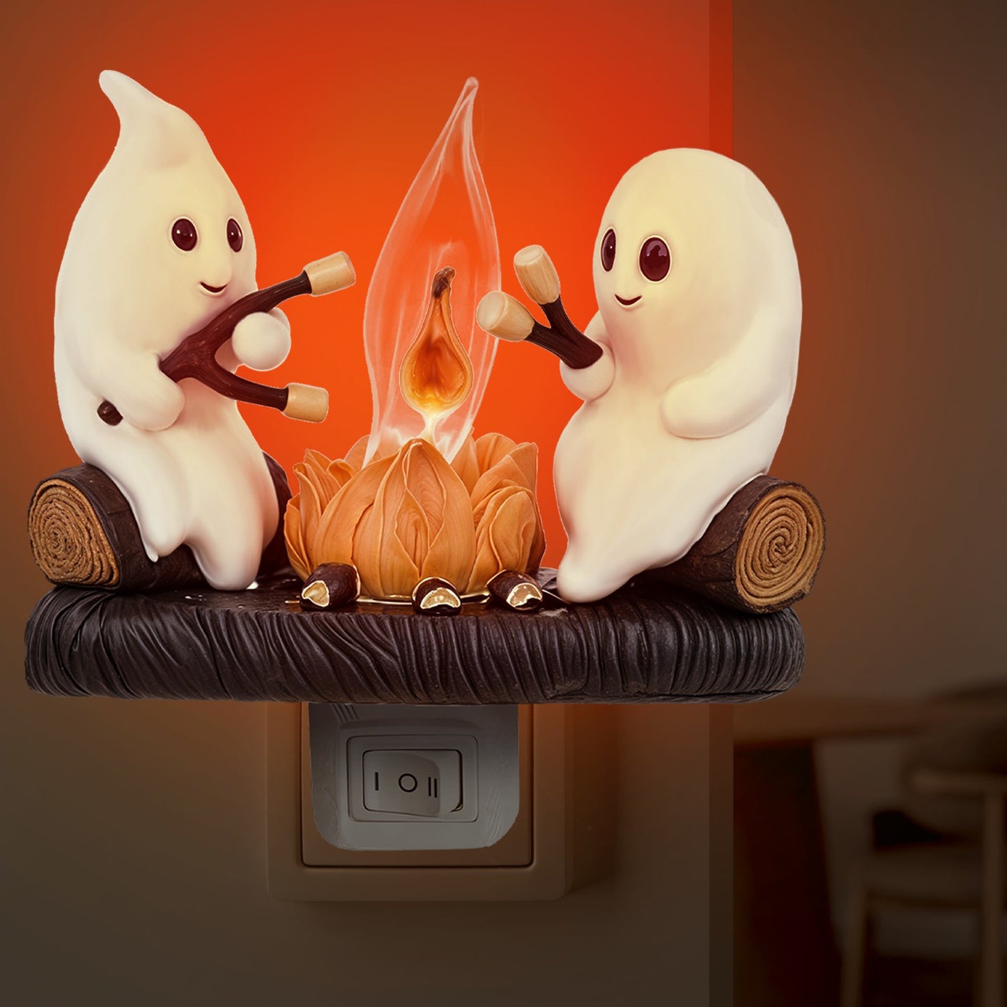 Halloween Ghost Campfire Night Light with Friendly Ghosts