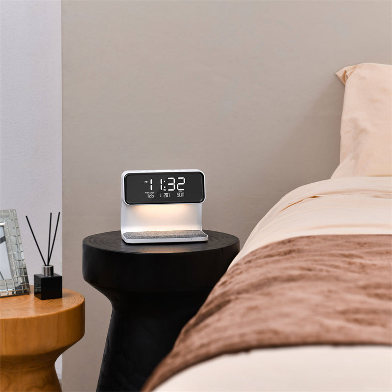 3-in-1 Bedside Lamp with Wireless Charger and Alarm Clock