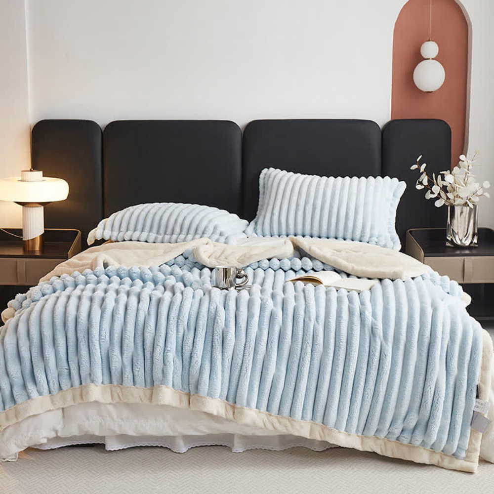 Reversible Faux Fur Fleece Throw Blanket