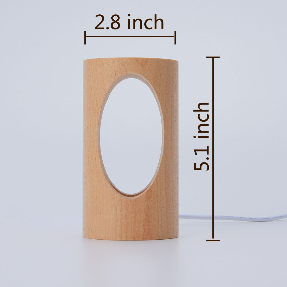 Wooden Rectangular LED Table Lamp with USB Power