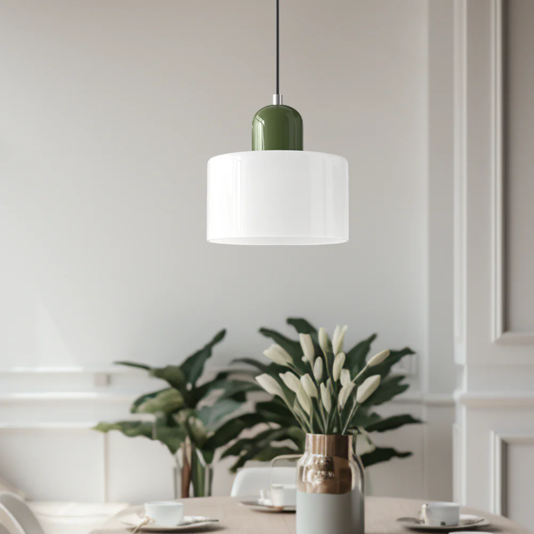Retro Glass Shade Hanging Lamp with Adjustable Cable