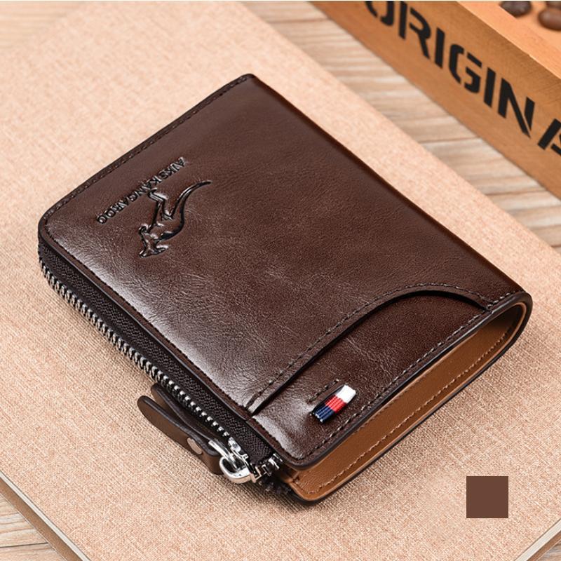 Compact RFID Wallet with Zip Closure for Cards and Cash