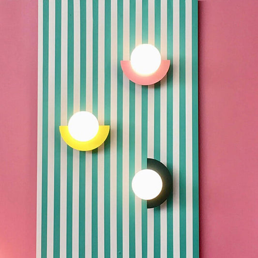 Modern Minimalist Glass Globe Wall Sconce with Semi-Circle Base