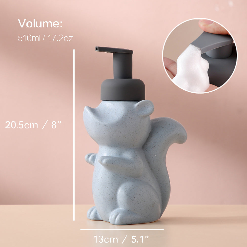 Ceramic Squirrel Soap Dispenser, 17.2oz Foaming Pump
