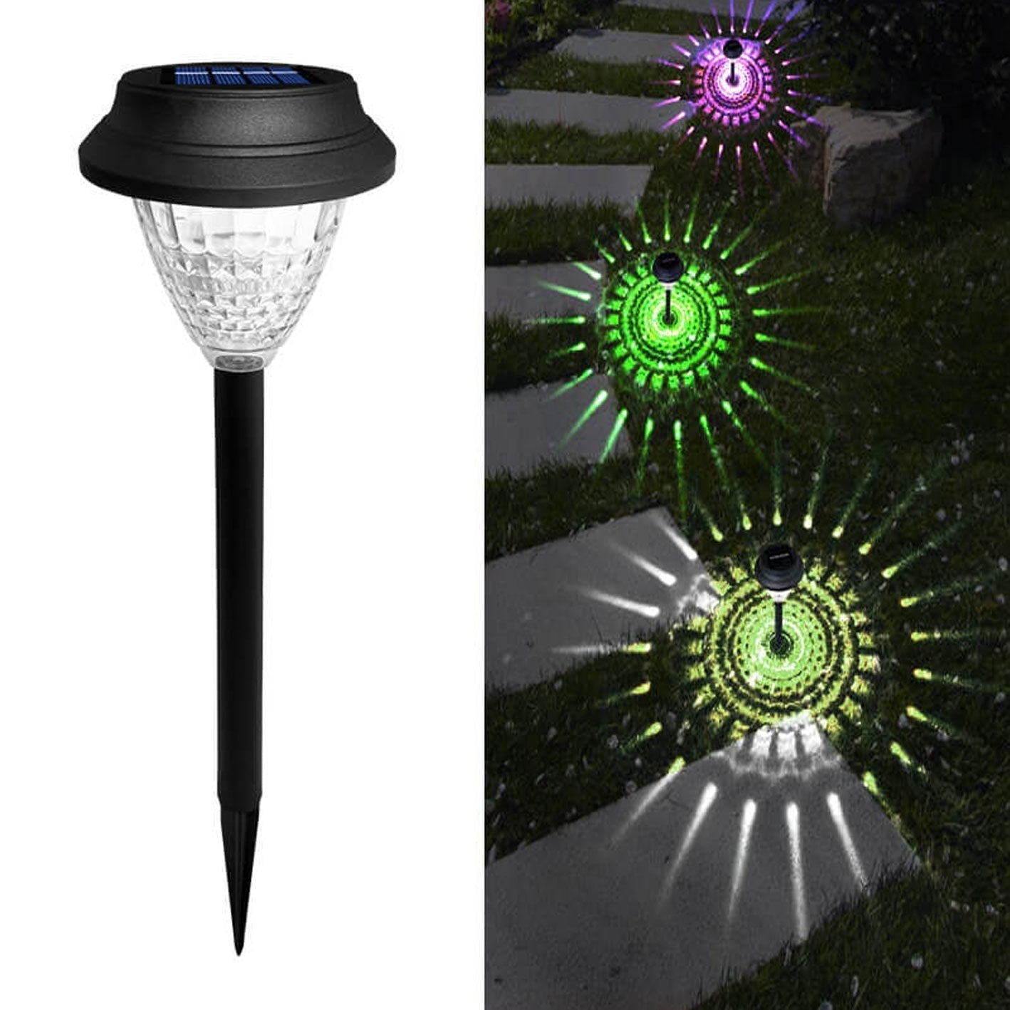 Solar Waterproof LED Outdoor Garden Light - Modern Circular Design