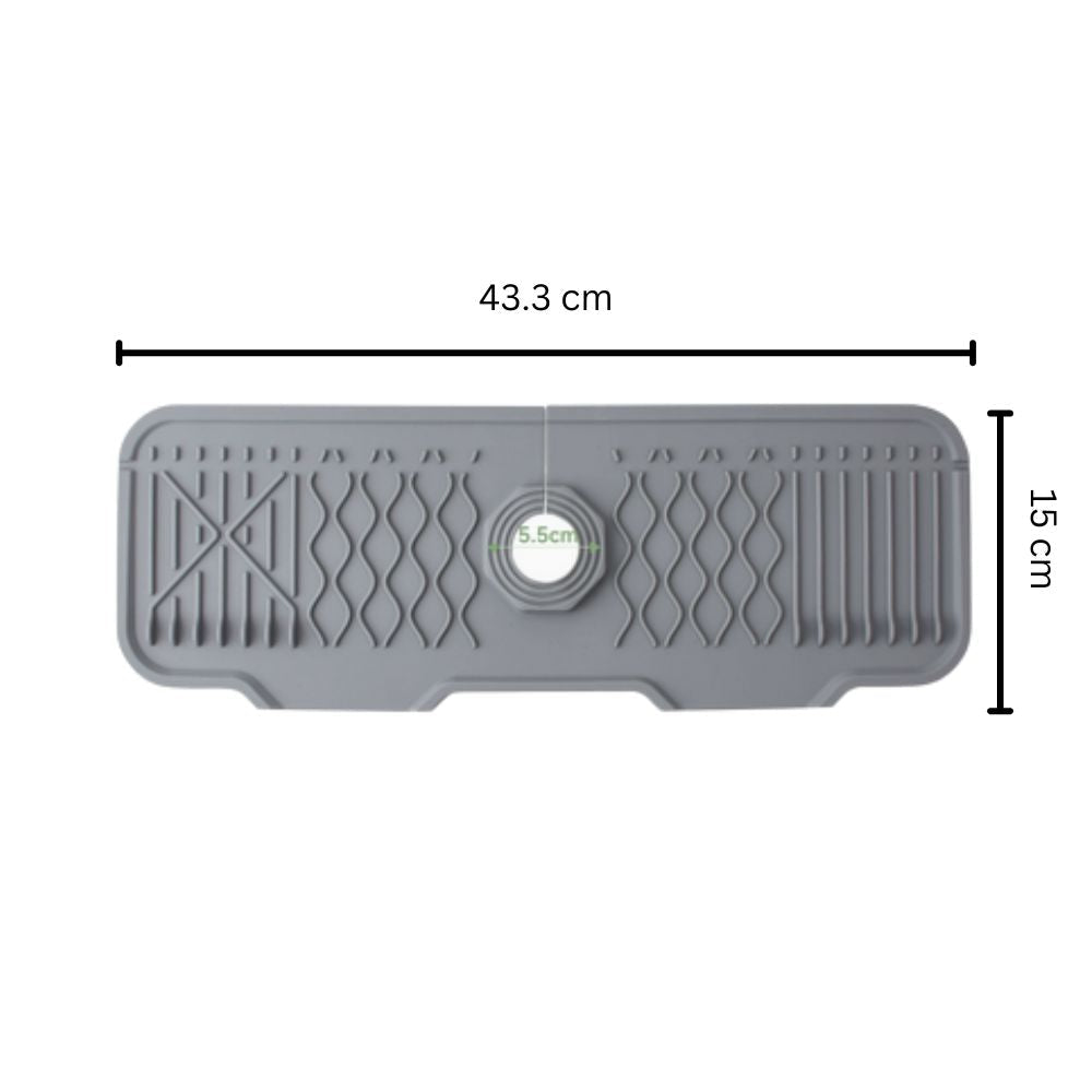 Rubber Faucet Sink Mat with Draining Slope and Foldable Edges