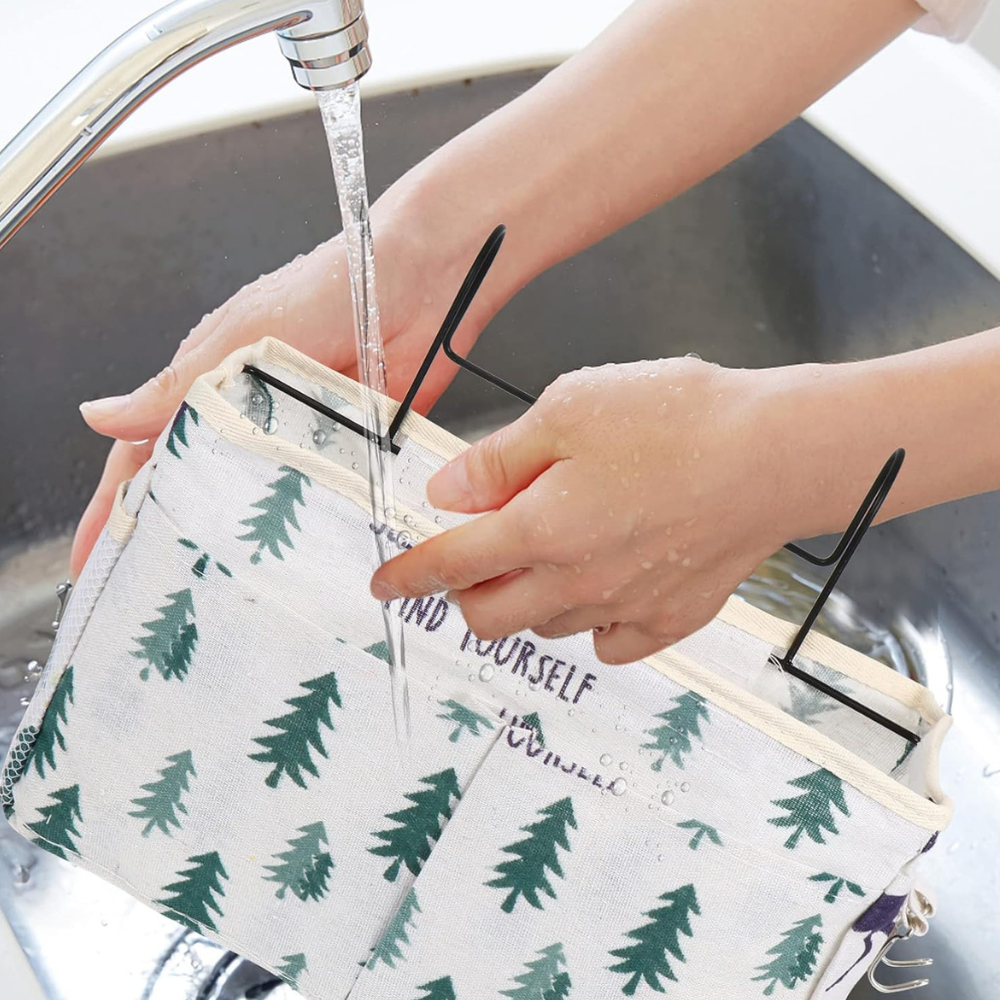 Multi-Pocket Hanging Organizer Bag with Side Hooks