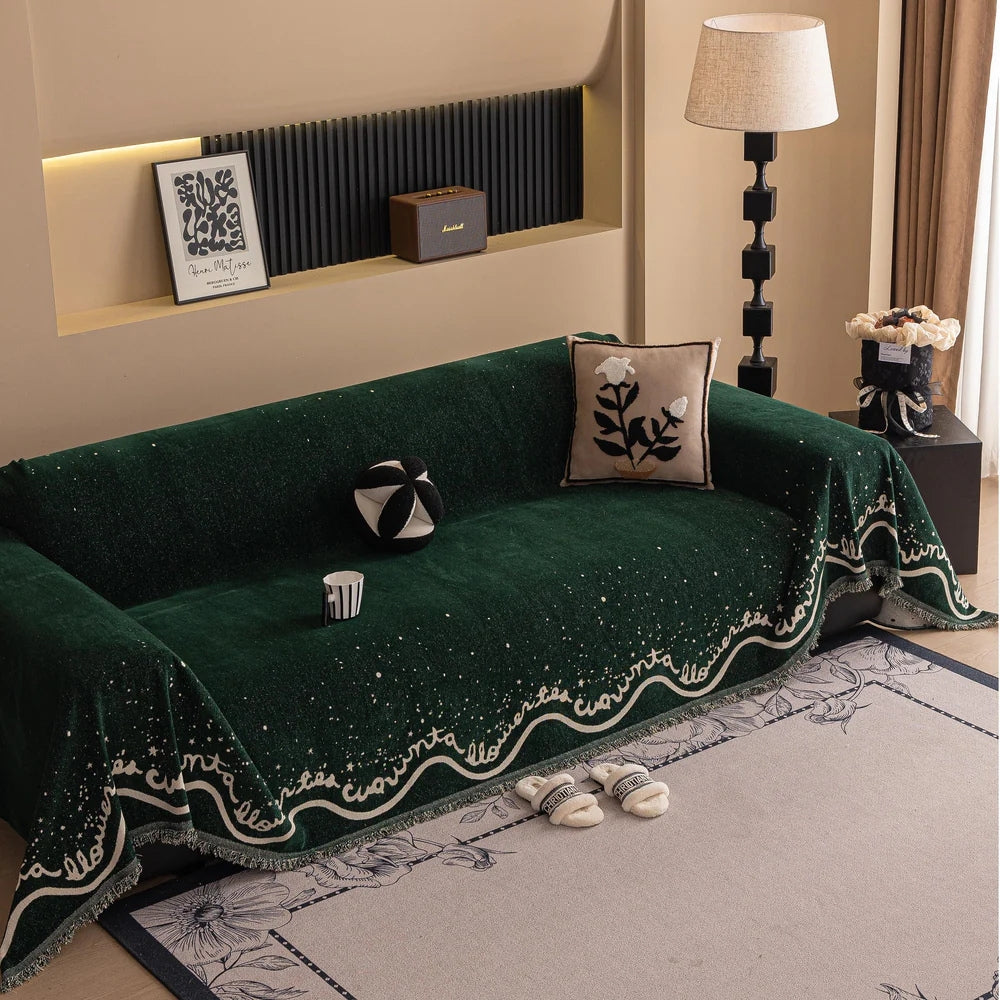 Cursive Glitter Chenille Sofa Cover