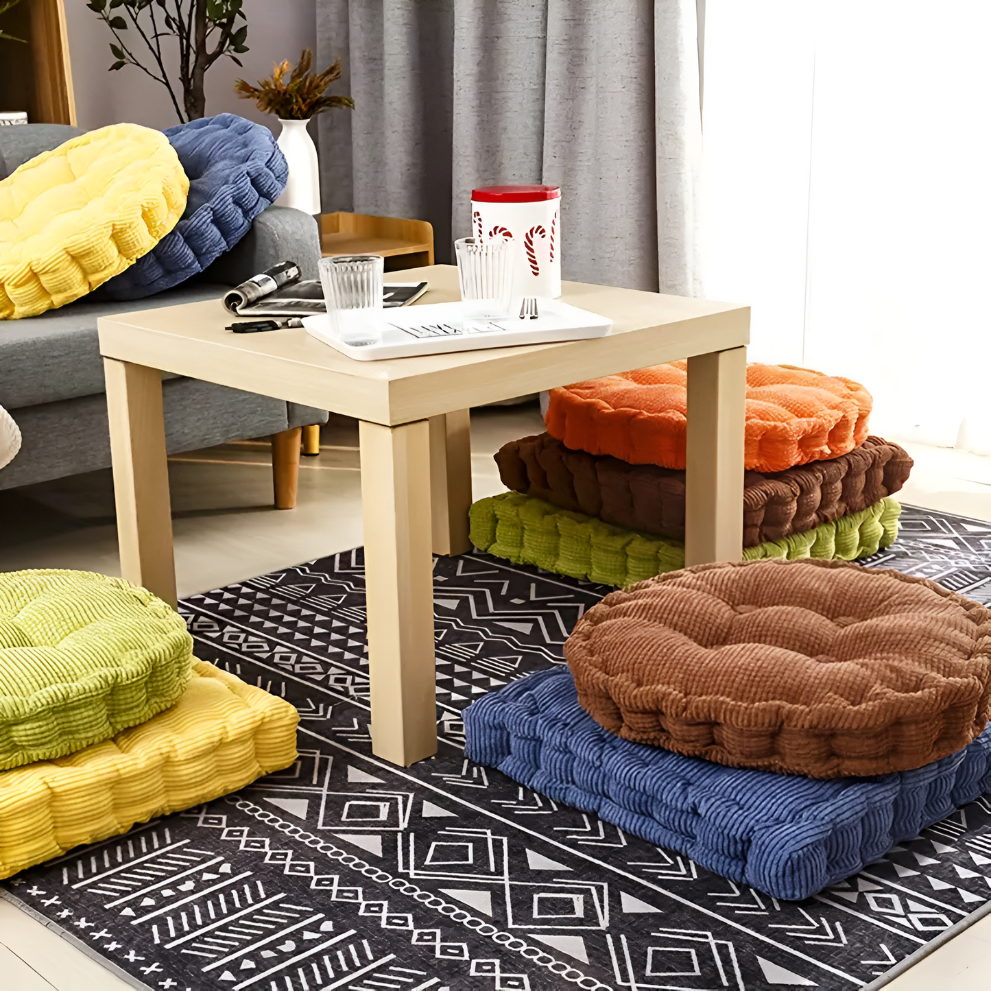 Stackable Soft Corduroy Chair Cushions