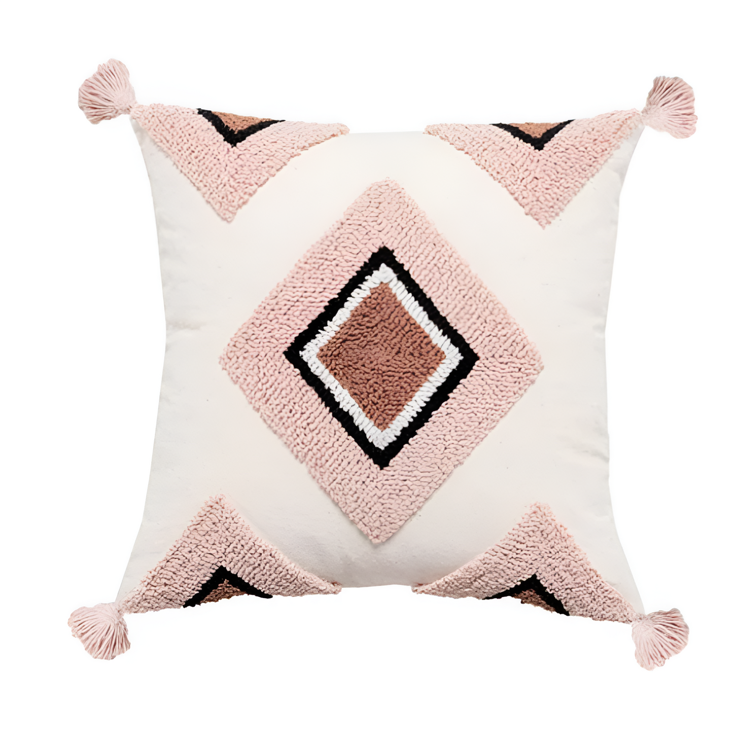 Tufted Cotton Rainbow Geometric Cushion Cover